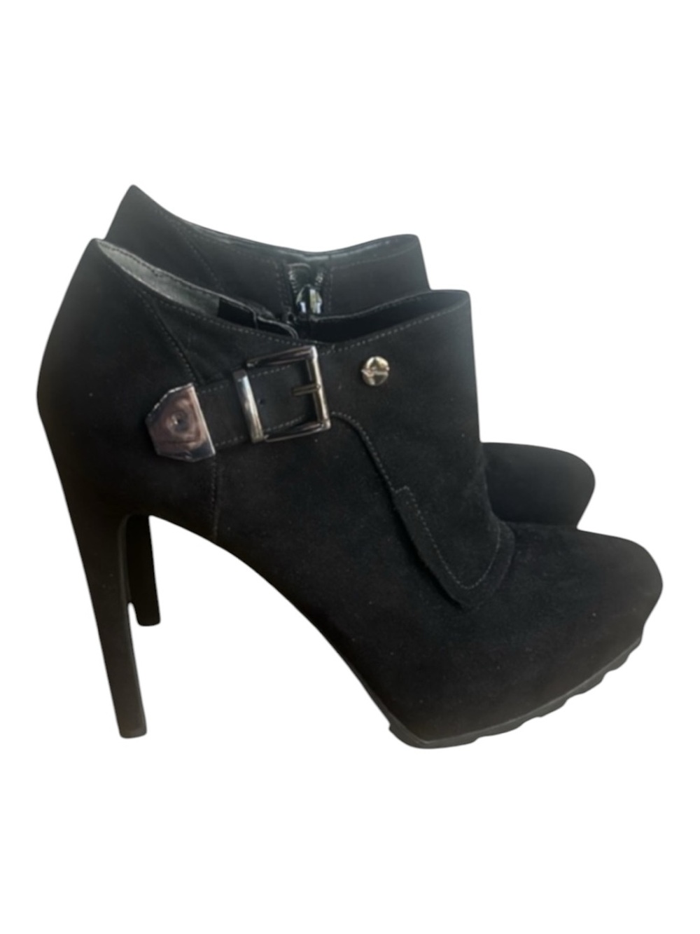 GUESS Indraz Black Suede Shootie Ankle Bootie Stiletto Heel Size 8.5